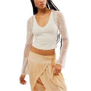 Free People Who's That Girl Long Sleeve V-Neck Shirt